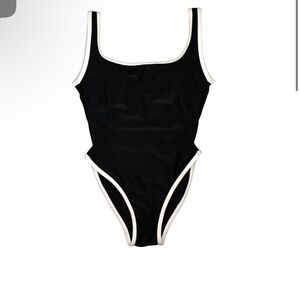 LainSnow Ribbed Ocean Island One Piece - BLACK